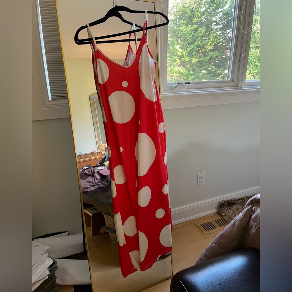 Red & White Kusama Polka Dot Maxi Dress (Kusama print!)